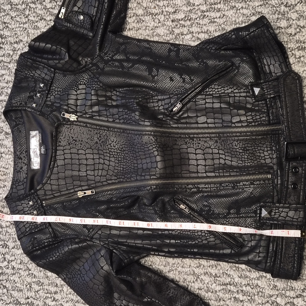 Guess Black Croc-Embossed Women's Jacket Size M - Picture 13 of 14